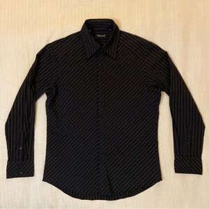7 Diamonds Black Dress Shirt w/ Covered Buttons sz L